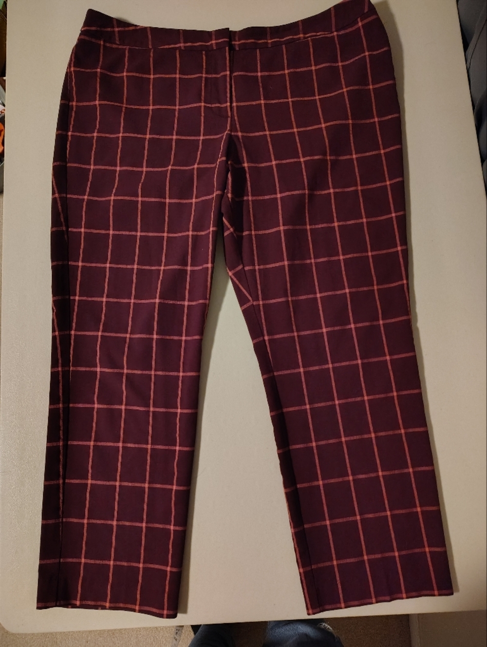 Worthington Burgundy Pants with Pink Windowpane Check